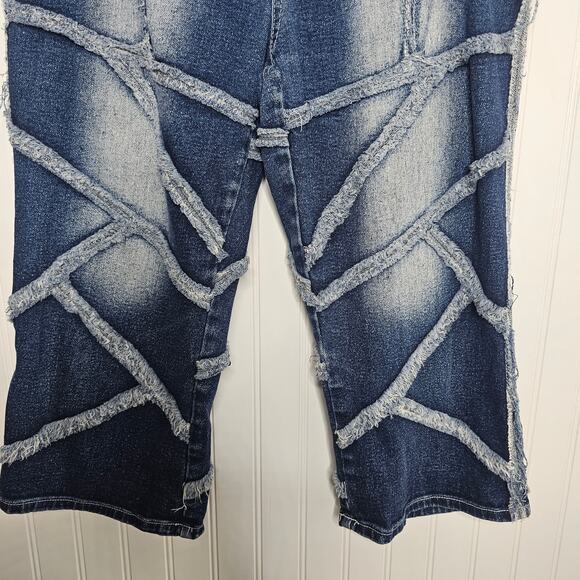 y2k 5-7-9 Capri Jeans Size Medium Low Rise Raw Hem Frayed Distressed Streetwear - Picture 4 of 7